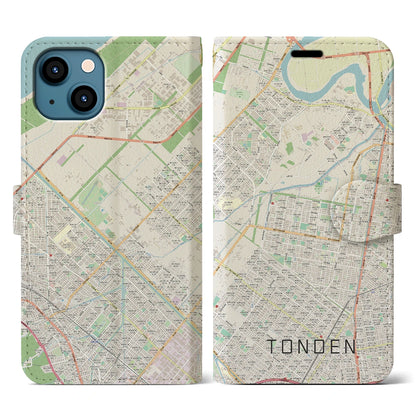 【屯田（北海道）】地図柄iPhoneケース（手帳タイプ）ナチュラル・iPhone 13 用