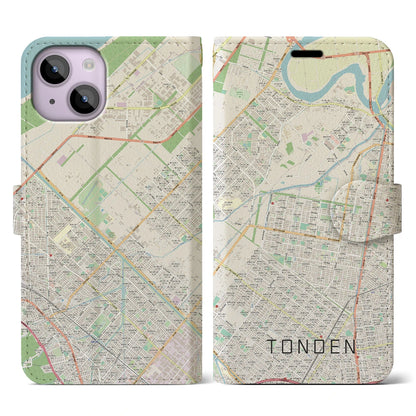 【屯田（北海道）】地図柄iPhoneケース（手帳タイプ）ナチュラル・iPhone 14 用