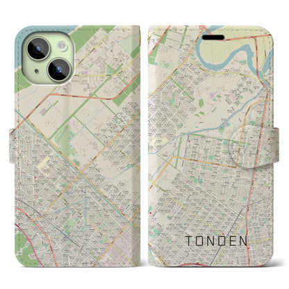 【屯田（北海道）】地図柄iPhoneケース（手帳タイプ）ナチュラル・iPhone 15 用