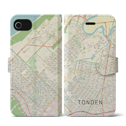 【屯田（北海道）】地図柄iPhoneケース（手帳タイプ）ナチュラル・iPhone SE（第3 / 第2世代） / 8 / 7 / 6s / 6 用