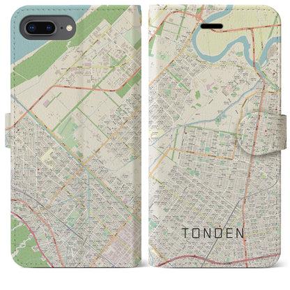 【屯田（北海道）】地図柄iPhoneケース（手帳タイプ）ナチュラル・iPhone 8Plus /7Plus / 6sPlus / 6Plus 用