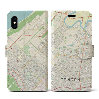 【屯田（北海道）】地図柄iPhoneケース（手帳タイプ）ナチュラル・iPhone XS / X 用