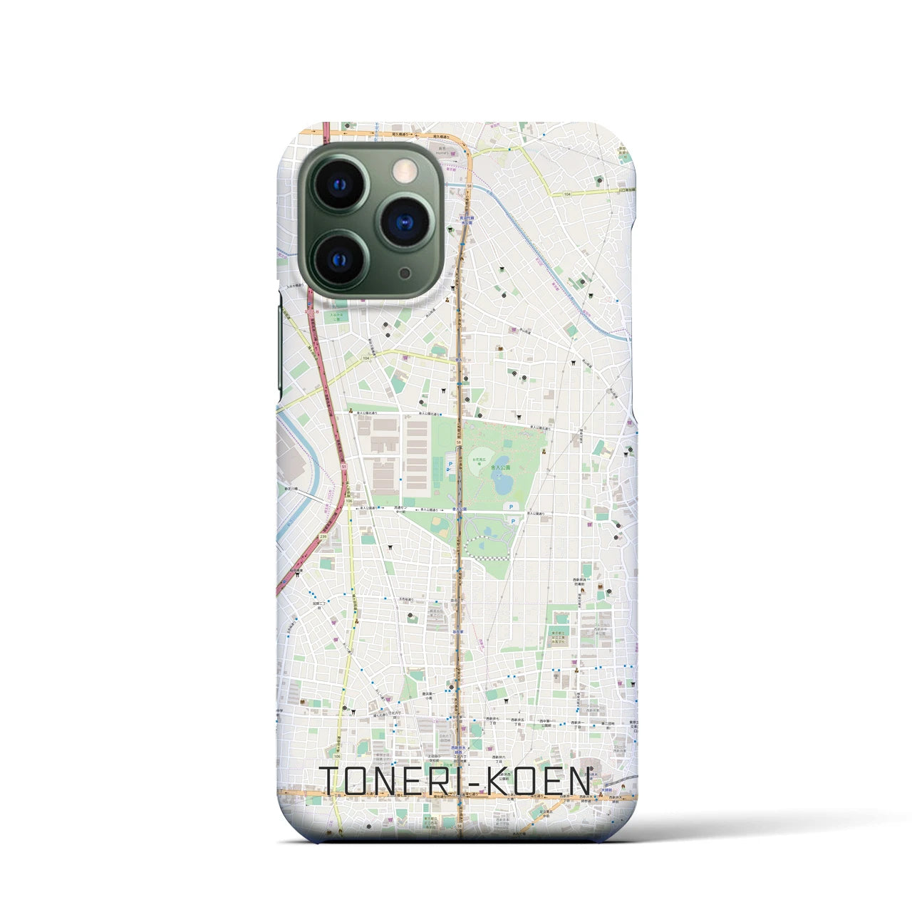 【舎人公園】地図柄iPhoneケース（バックカバータイプ・ナチュラル）iPhone 11 Pro 用