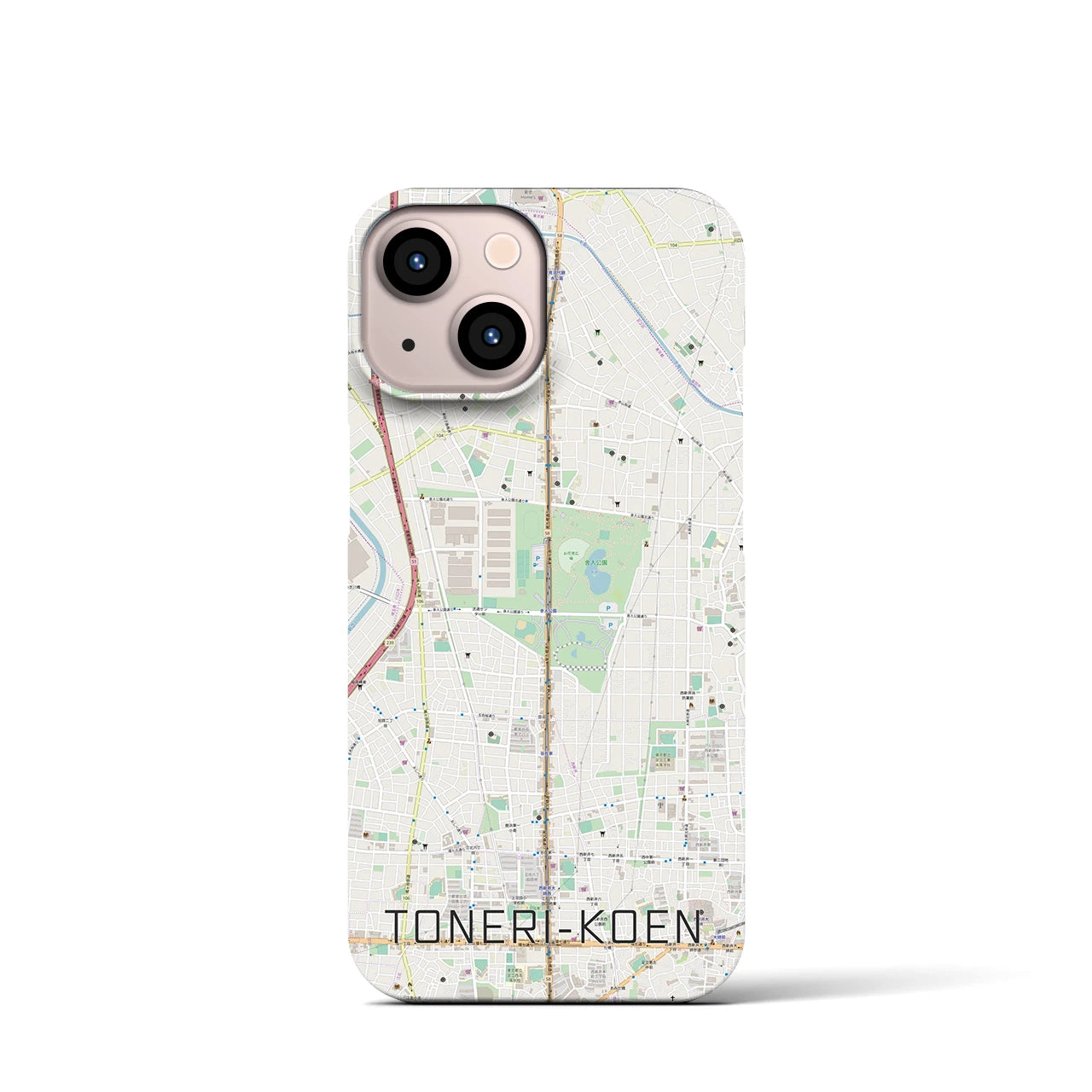 【舎人公園】地図柄iPhoneケース（バックカバータイプ・ナチュラル）iPhone 13 mini 用