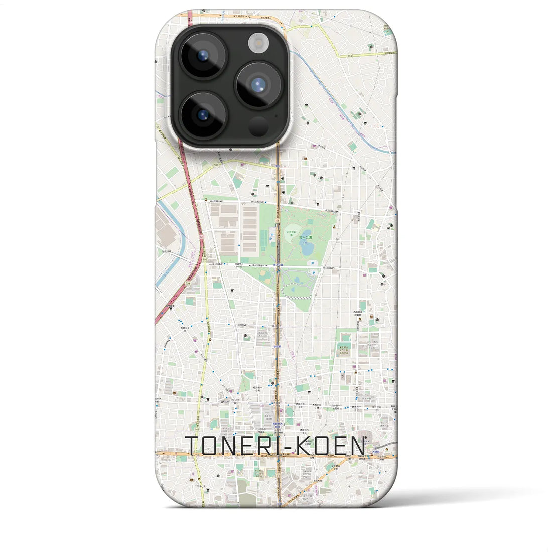 【舎人公園】地図柄iPhoneケース（バックカバータイプ・ナチュラル）iPhone 15 Pro Max 用