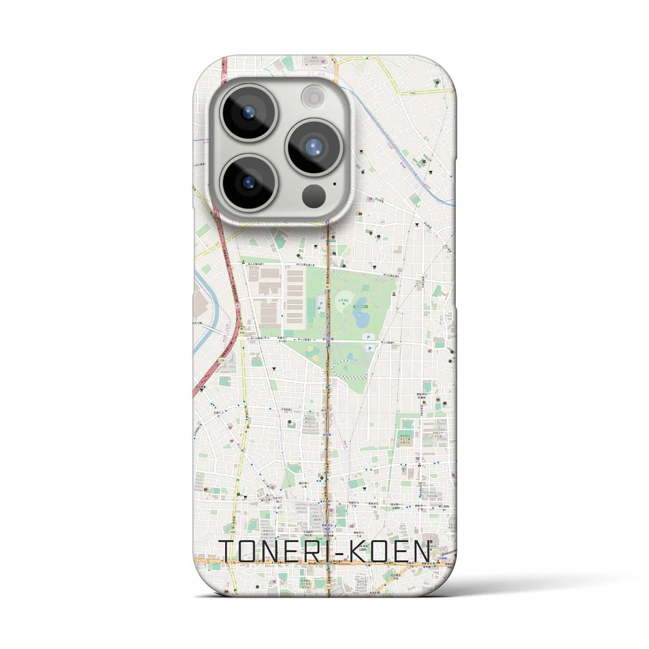 【舎人公園】地図柄iPhoneケース（バックカバータイプ・ナチュラル）iPhone 15 Pro 用