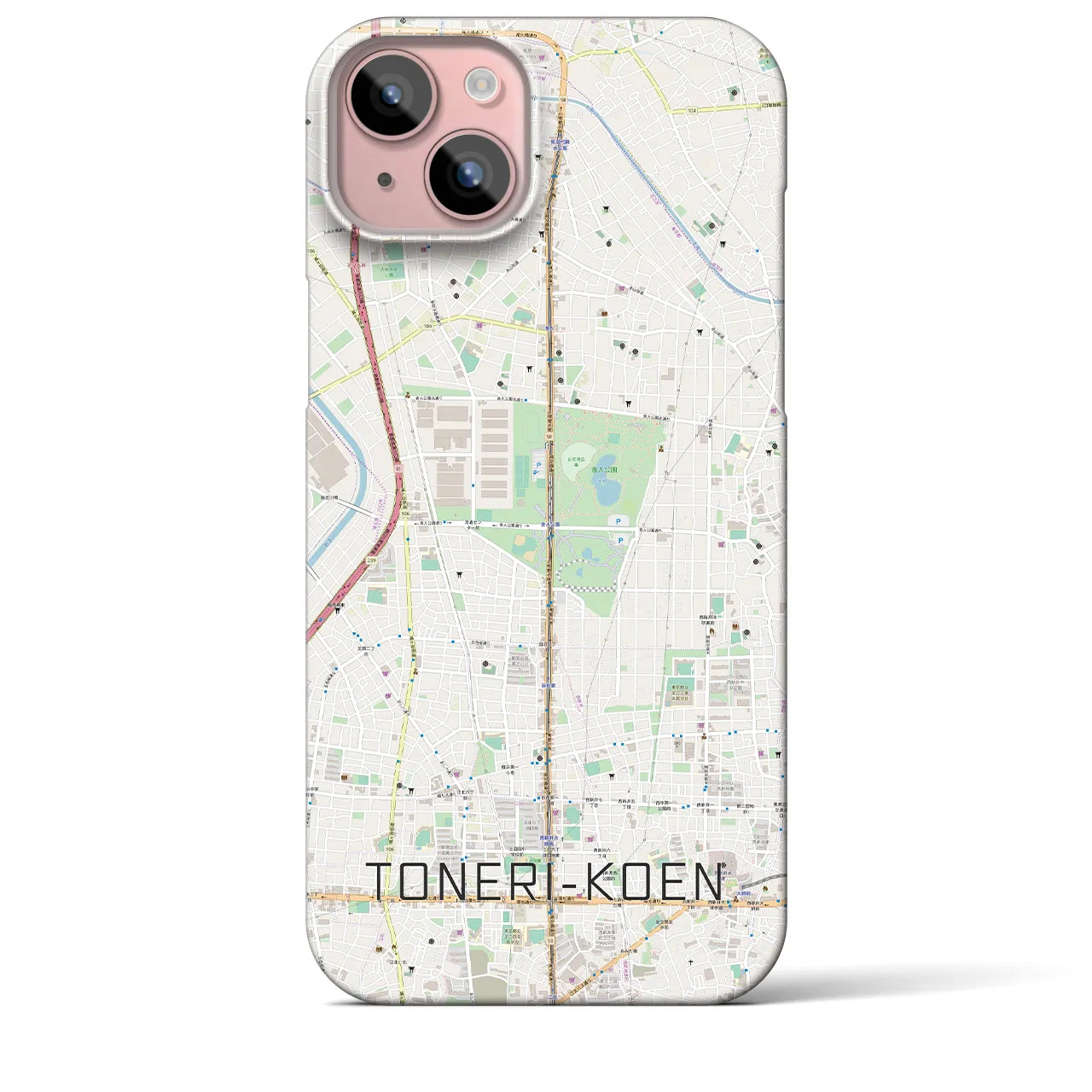 【舎人公園】地図柄iPhoneケース（バックカバータイプ・ナチュラル）iPhone 15 Plus 用