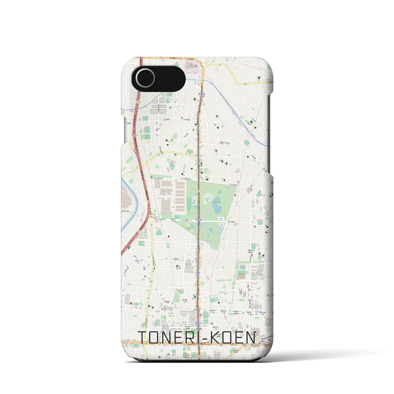 【舎人公園】地図柄iPhoneケース（バックカバータイプ・ナチュラル）iPhone SE（第3 / 第2世代） / 8 / 7 / 6s / 6 用