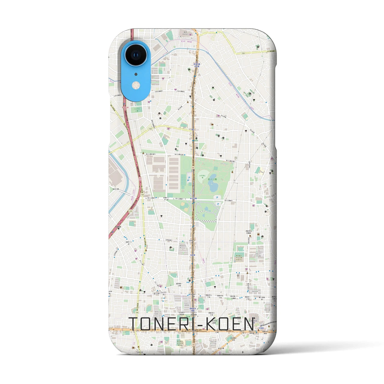 【舎人公園】地図柄iPhoneケース（バックカバータイプ・ナチュラル）iPhone XR 用