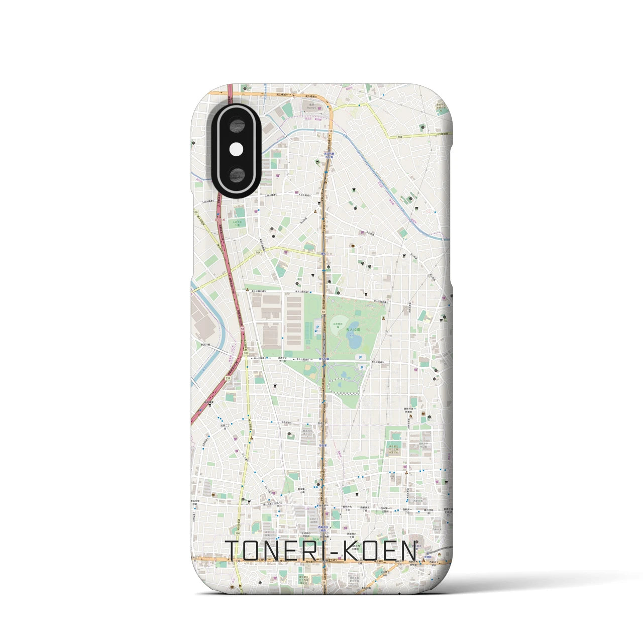 【舎人公園】地図柄iPhoneケース（バックカバータイプ・ナチュラル）iPhone XS / X 用