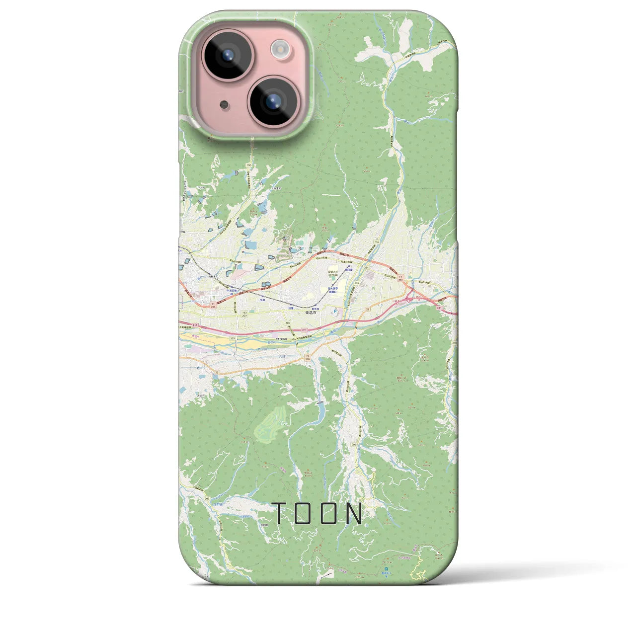 【東温】地図柄iPhoneケース（バックカバータイプ・ナチュラル）iPhone 15 Plus 用