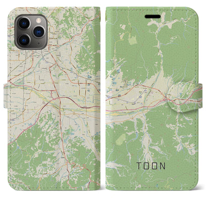 【東温（愛媛県）】地図柄iPhoneケース（手帳タイプ）ナチュラル・iPhone 11 Pro Max 用