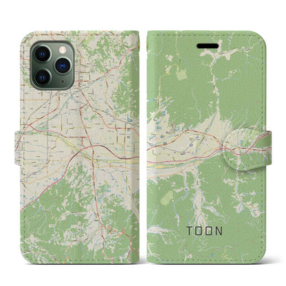 【東温（愛媛県）】地図柄iPhoneケース（手帳タイプ）ナチュラル・iPhone 11 Pro 用