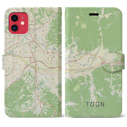 【東温（愛媛県）】地図柄iPhoneケース（手帳タイプ）ナチュラル・iPhone 11 用