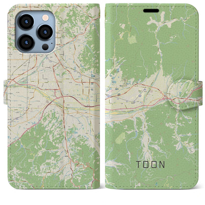 【東温（愛媛県）】地図柄iPhoneケース（手帳タイプ）ナチュラル・iPhone 13 Pro Max 用