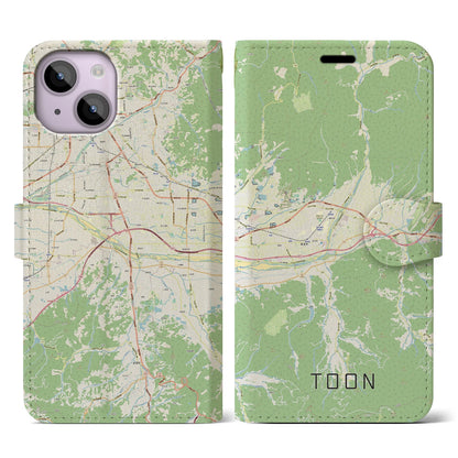 【東温（愛媛県）】地図柄iPhoneケース（手帳タイプ）ナチュラル・iPhone 14 用