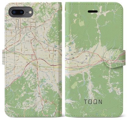 【東温（愛媛県）】地図柄iPhoneケース（手帳タイプ）ナチュラル・iPhone 8Plus /7Plus / 6sPlus / 6Plus 用