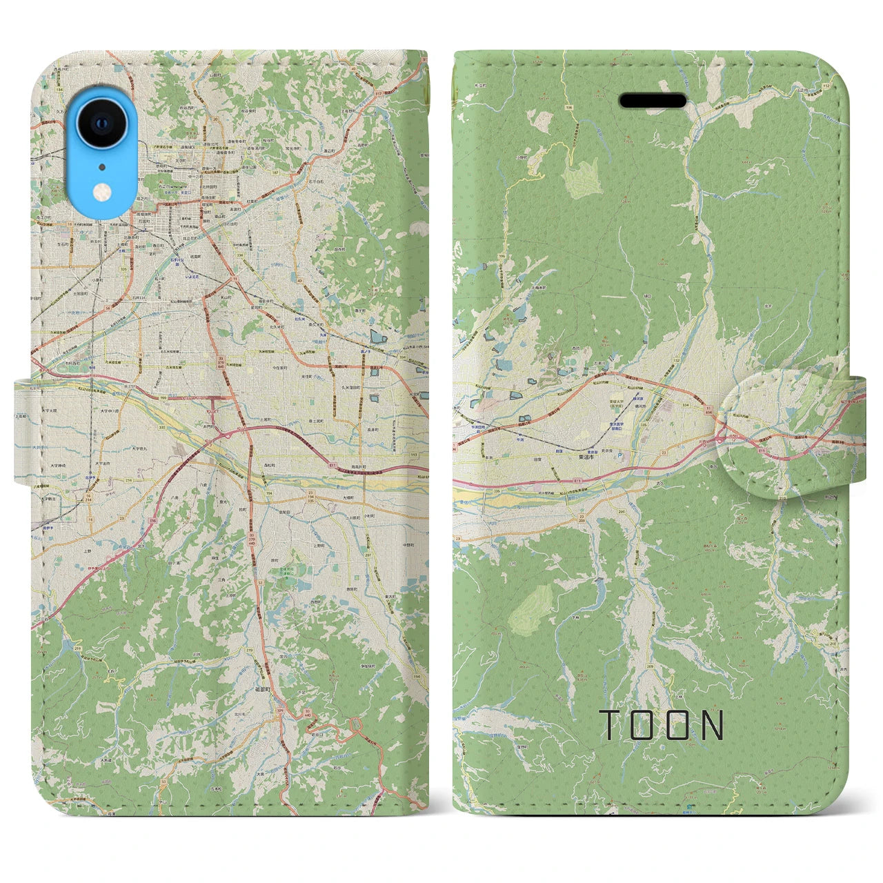 【東温】地図柄iPhoneケース（手帳両面タイプ・ナチュラル）iPhone XR 用