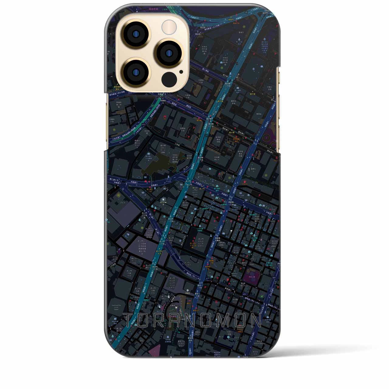 【虎ノ門】地図柄iPhoneケース（バックカバータイプ・ブラック）iPhone 12 Pro Max 用