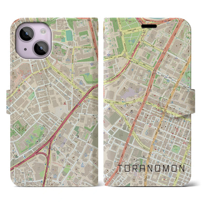 【虎ノ門（東京都）】地図柄iPhoneケース（手帳タイプ）ナチュラル・iPhone 14 用