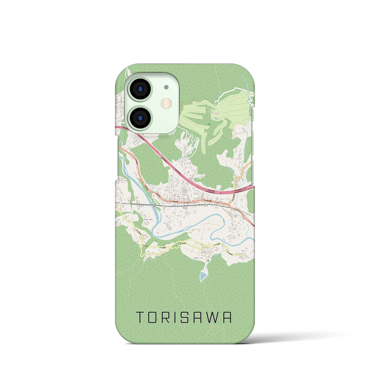 【鳥沢】地図柄iPhoneケース（バックカバータイプ・ナチュラル）iPhone 12 mini 用