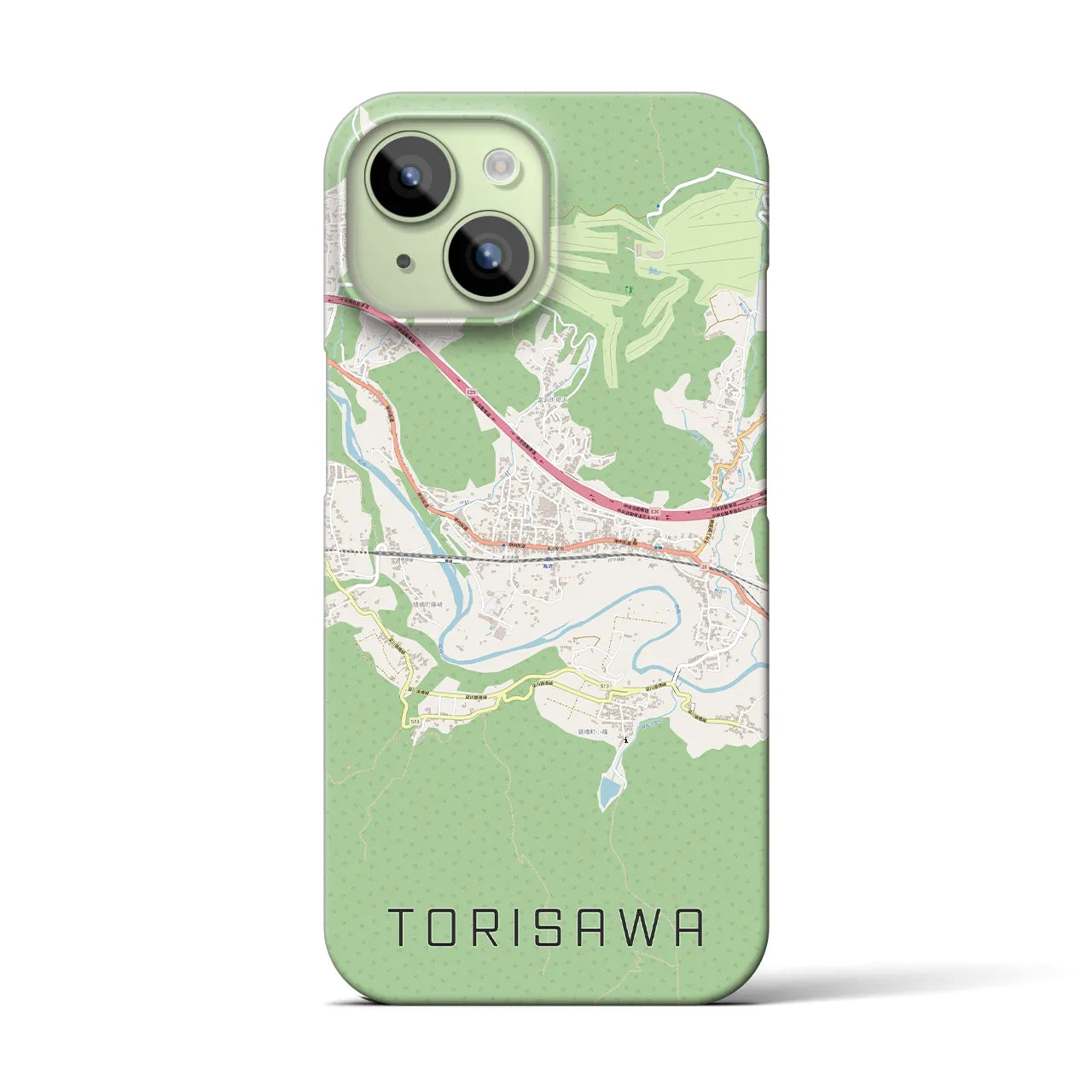 【鳥沢】地図柄iPhoneケース（バックカバータイプ・ナチュラル）iPhone 15 用