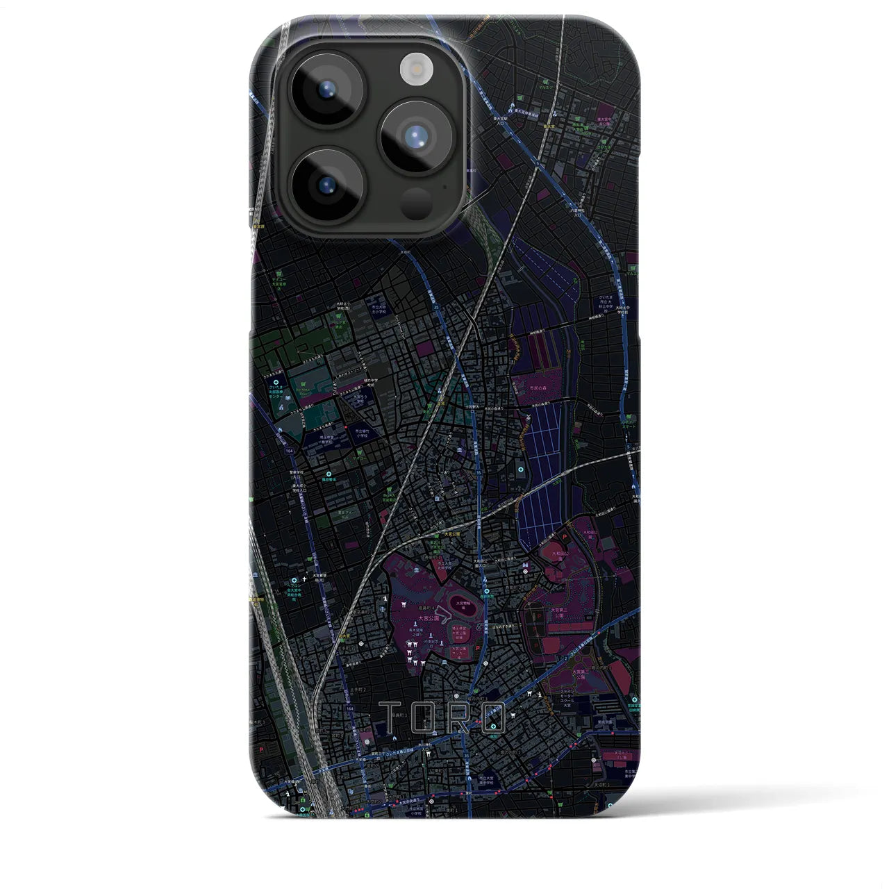 【土呂】地図柄iPhoneケース（バックカバータイプ・ブラック）iPhone 15 Pro Max 用