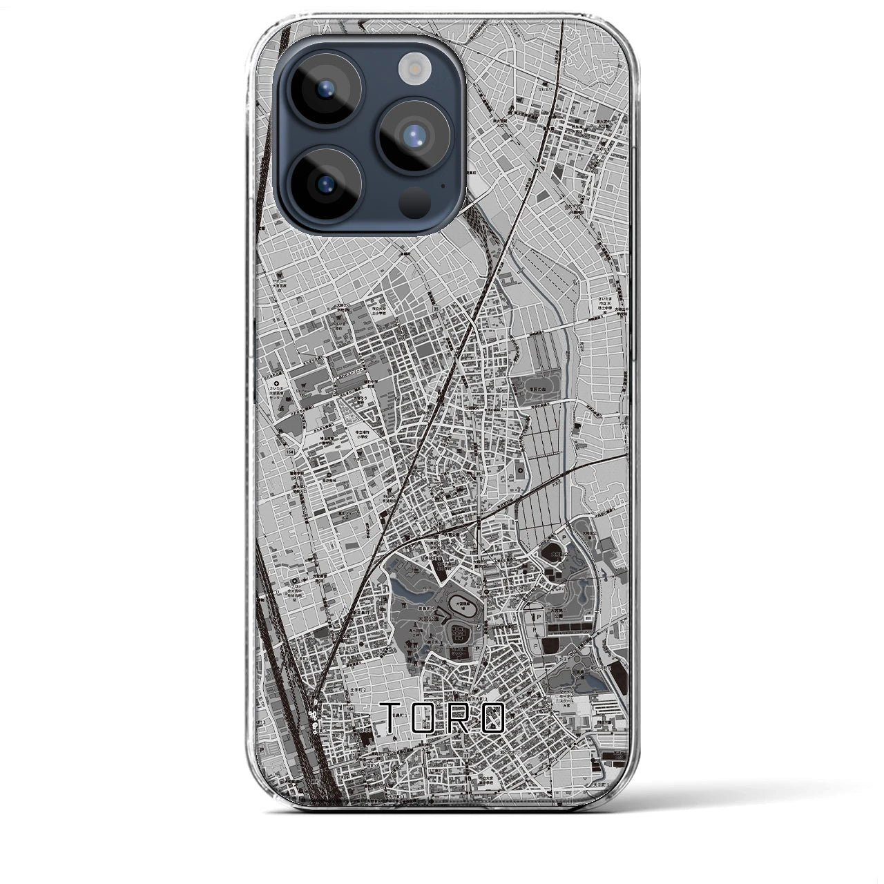 【土呂】地図柄iPhoneケース（クリアタイプ・モノトーン）iPhone 15 Pro Max 用