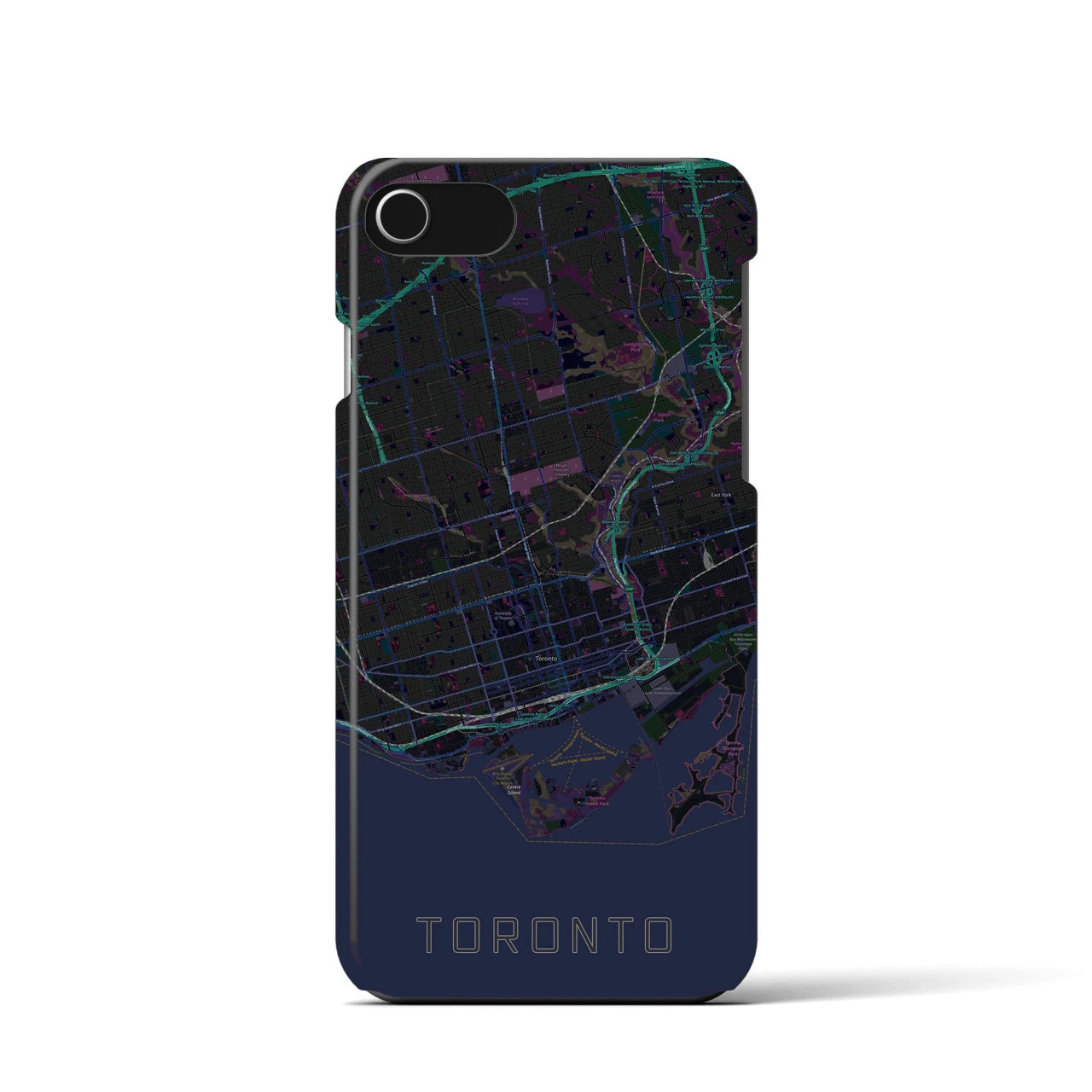 【トロント】地図柄iPhoneケース（バックカバータイプ・ブラック）iPhone SE（第3 / 第2世代） / 8 / 7 / 6s / 6 用