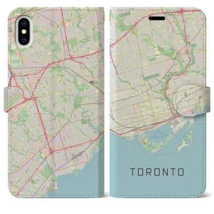 【トロント（カナダ）】地図柄iPhoneケース（手帳タイプ）ナチュラル・iPhone XS Max 用
