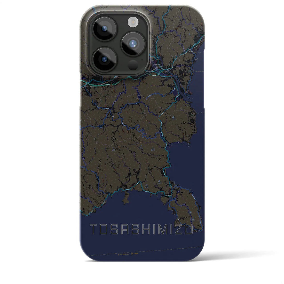 【土佐清水】地図柄iPhoneケース（バックカバータイプ・ブラック）iPhone 15 Pro Max 用
