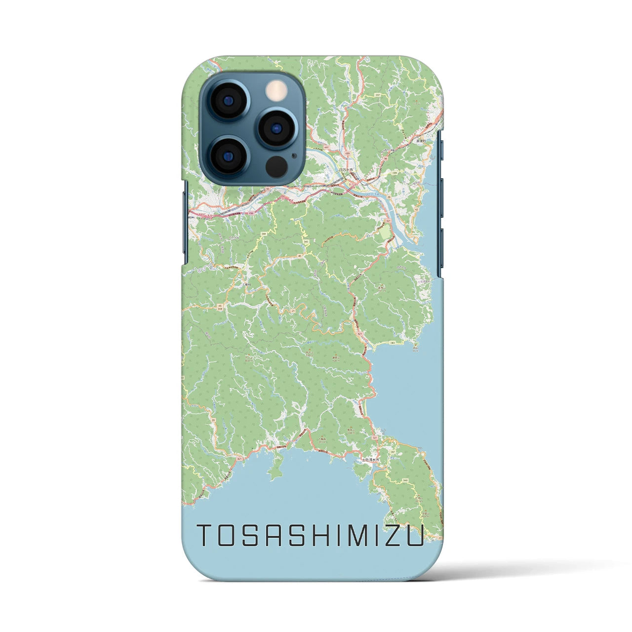 【土佐清水】地図柄iPhoneケース（バックカバータイプ・ナチュラル）iPhone 12 / 12 Pro 用