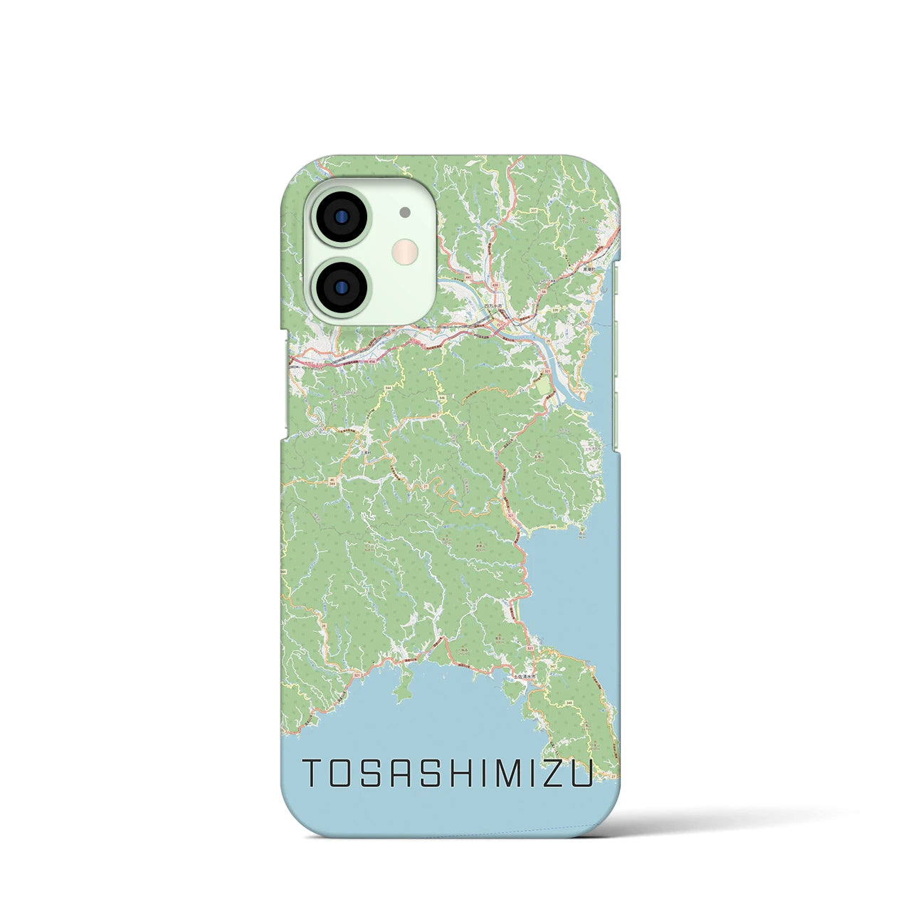 【土佐清水】地図柄iPhoneケース（バックカバータイプ・ナチュラル）iPhone 12 mini 用