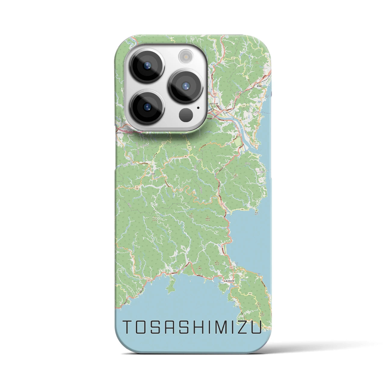 【土佐清水】地図柄iPhoneケース（バックカバータイプ・ナチュラル）iPhone 14 Pro 用