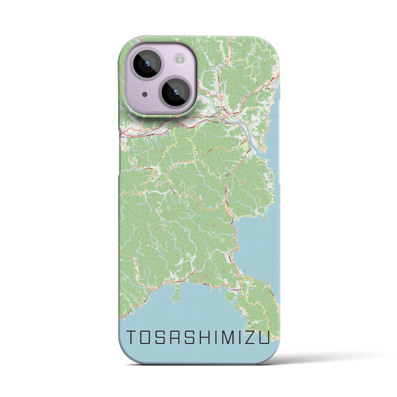 【土佐清水】地図柄iPhoneケース（バックカバータイプ・ナチュラル）iPhone 14 用