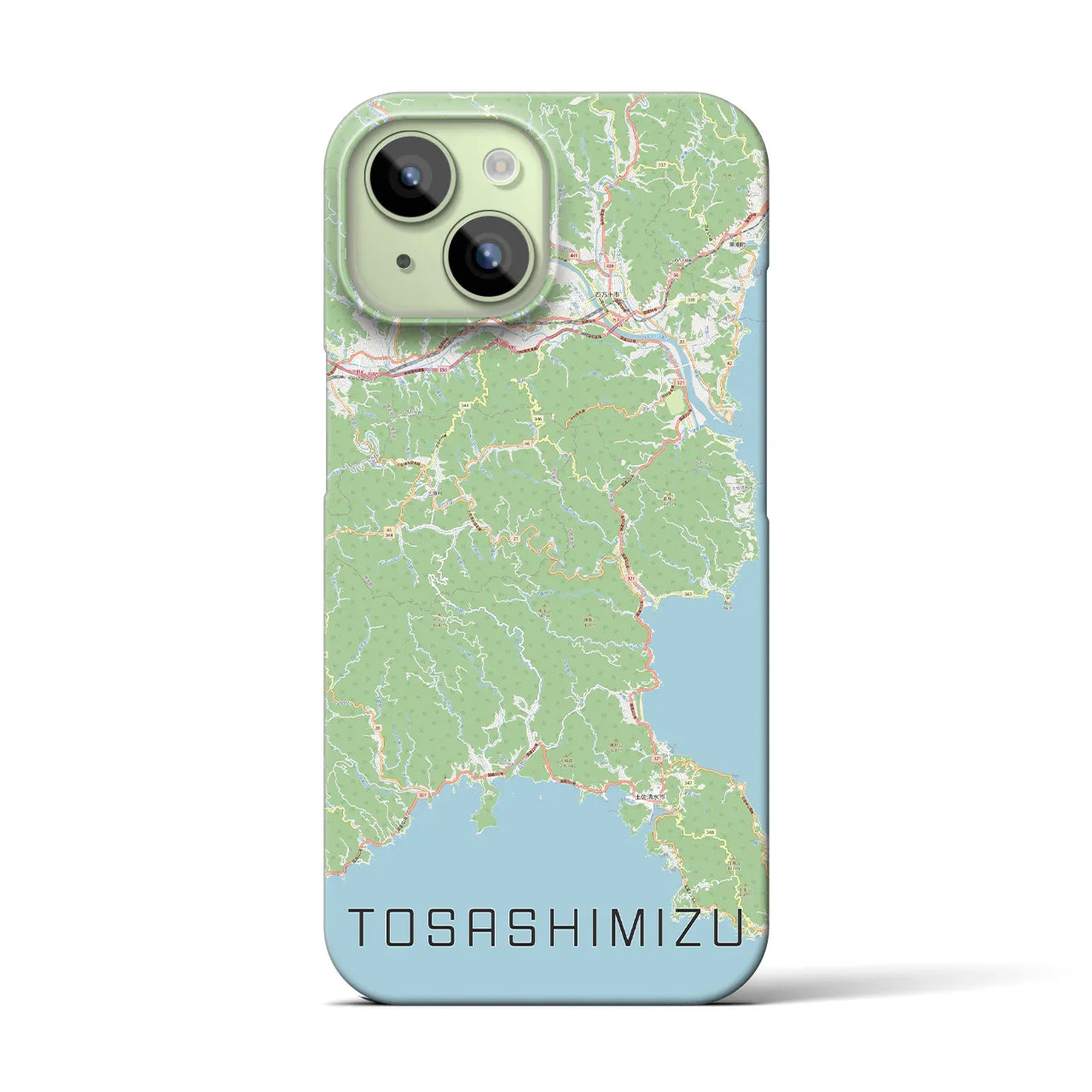 【土佐清水】地図柄iPhoneケース（バックカバータイプ・ナチュラル）iPhone 15 用