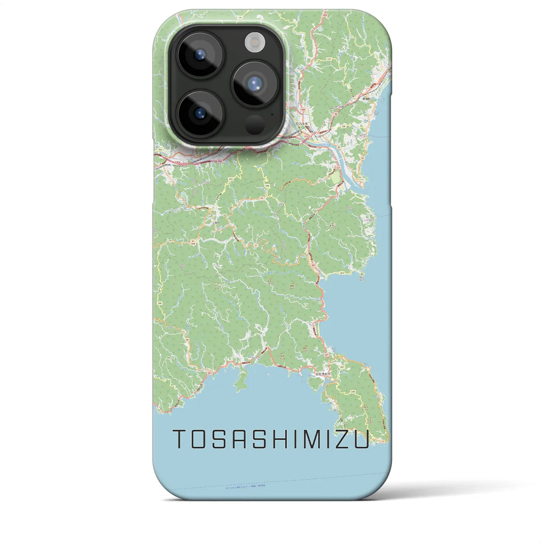 【土佐清水】地図柄iPhoneケース（バックカバータイプ・ナチュラル）iPhone 15 Pro Max 用