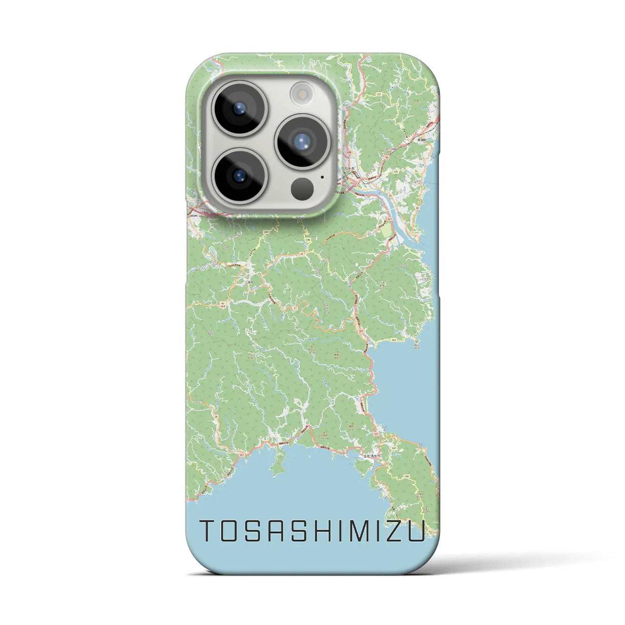 【土佐清水】地図柄iPhoneケース（バックカバータイプ・ナチュラル）iPhone 15 Pro 用