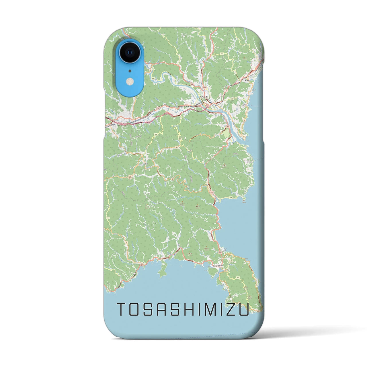 【土佐清水】地図柄iPhoneケース（バックカバータイプ・ナチュラル）iPhone XR 用