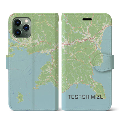 【土佐清水（高知県）】地図柄iPhoneケース（手帳タイプ）ナチュラル・iPhone 11 Pro 用