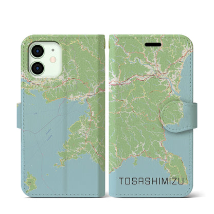 【土佐清水（高知県）】地図柄iPhoneケース（手帳タイプ）ナチュラル・iPhone 12 mini 用