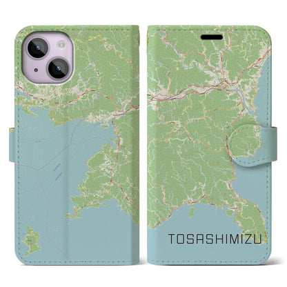 【土佐清水（高知県）】地図柄iPhoneケース（手帳タイプ）ナチュラル・iPhone 14 用
