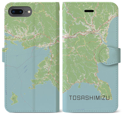 【土佐清水（高知県）】地図柄iPhoneケース（手帳タイプ）ナチュラル・iPhone 8Plus /7Plus / 6sPlus / 6Plus 用