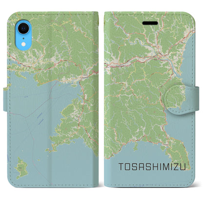 【土佐清水（高知県）】地図柄iPhoneケース（手帳タイプ）ナチュラル・iPhone XR 用