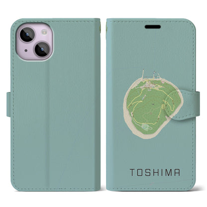 【利島（東京都）】地図柄iPhoneケース（手帳タイプ）ナチュラル・iPhone 14 用