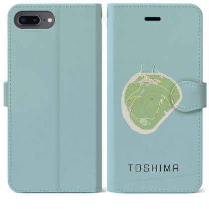 【利島（東京都）】地図柄iPhoneケース（手帳タイプ）ナチュラル・iPhone 8Plus /7Plus / 6sPlus / 6Plus 用