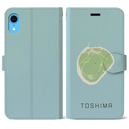 【利島（東京都）】地図柄iPhoneケース（手帳タイプ）ナチュラル・iPhone XR 用