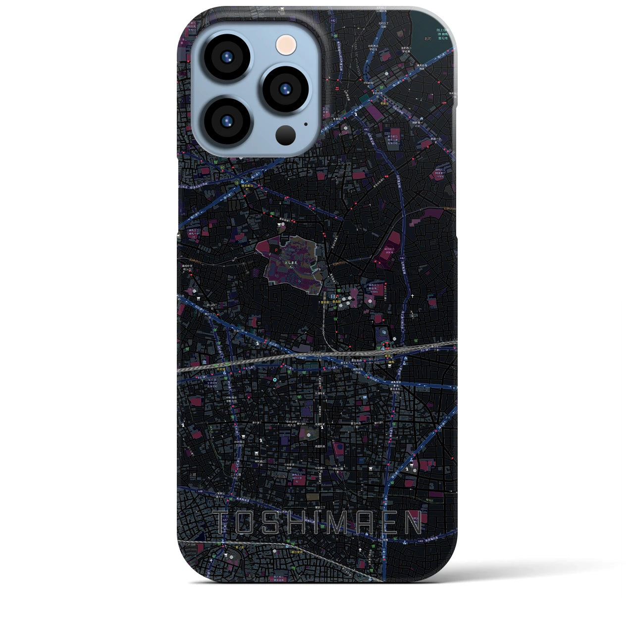 【豊島園】地図柄iPhoneケース（バックカバータイプ・ブラック）iPhone 13 Pro Max 用