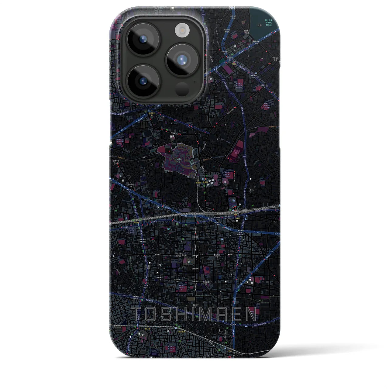 【豊島園】地図柄iPhoneケース（バックカバータイプ・ブラック）iPhone 15 Pro Max 用