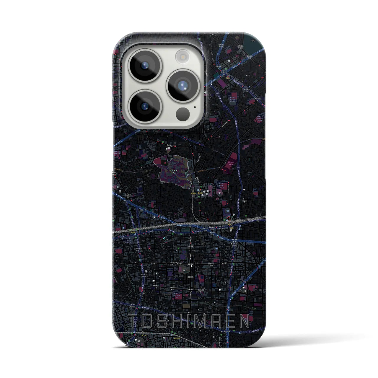 【豊島園】地図柄iPhoneケース（バックカバータイプ・ブラック）iPhone 15 Pro 用